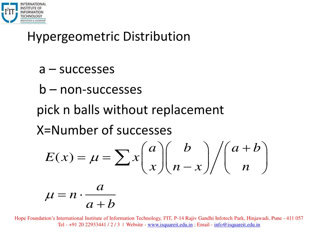 hypergeometric distribution