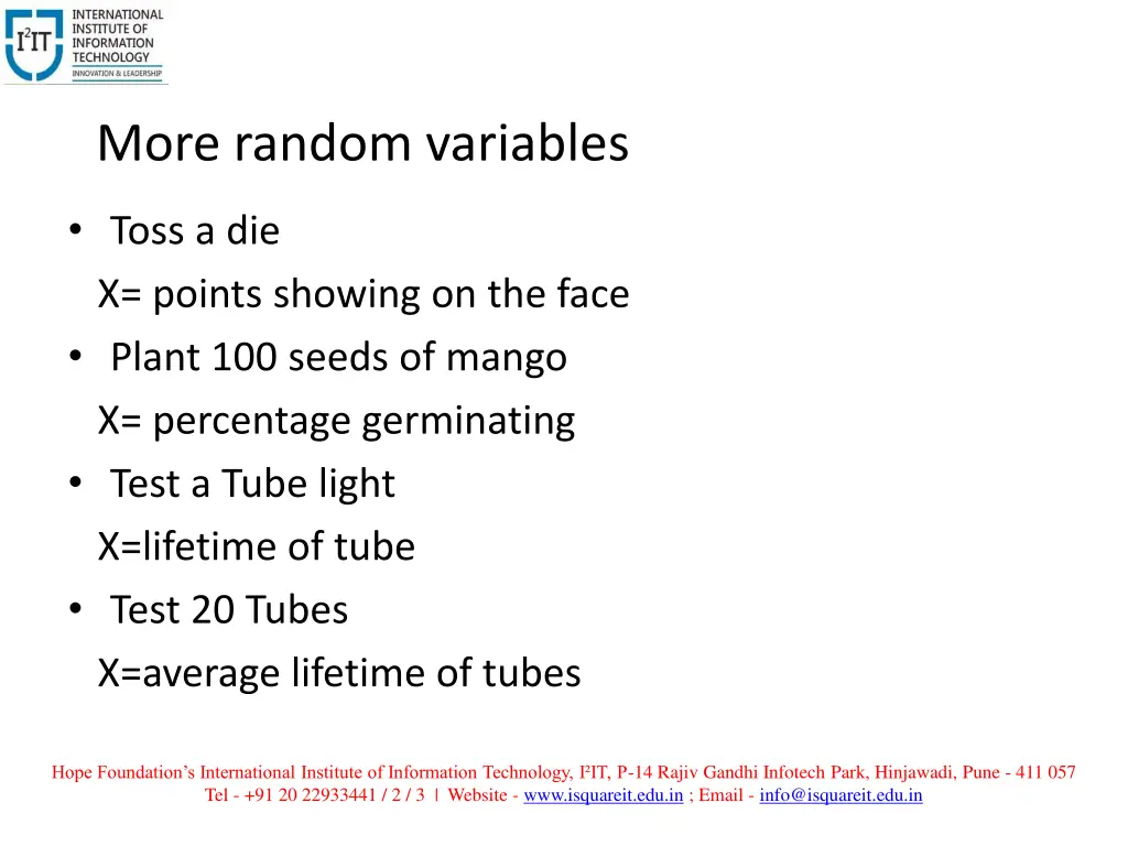 more random variables