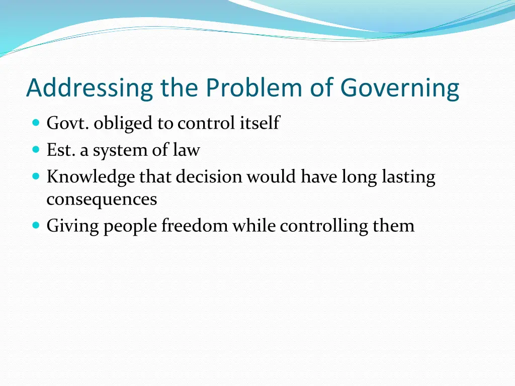 addressing the problem of governing