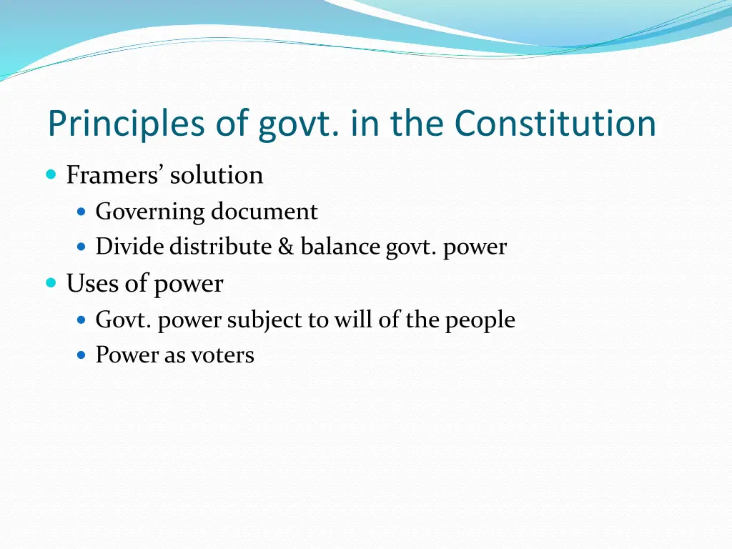 principles of govt in the constitution