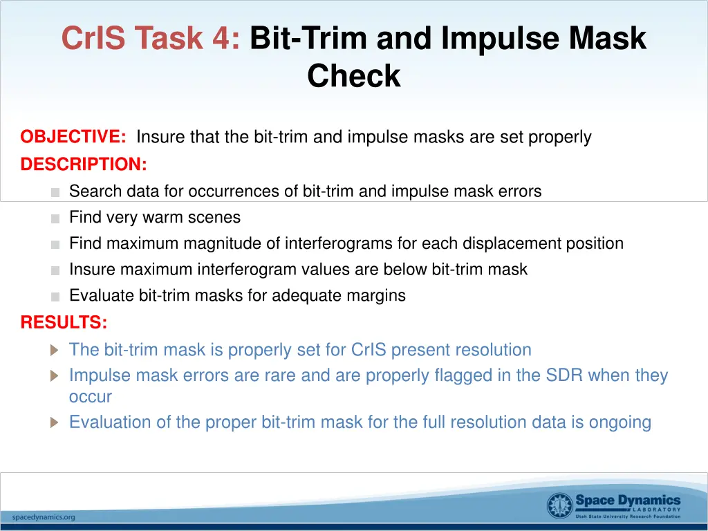 cris task 4 bit trim and impulse mask check