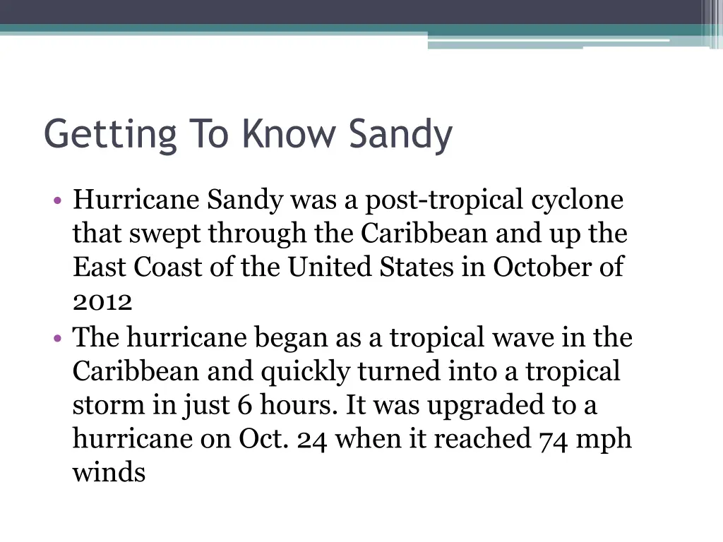 getting to know sandy