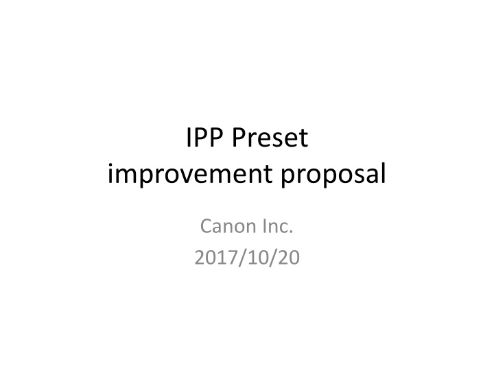 ipp preset