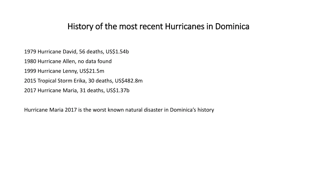 history of the most recent hurricanes in dominica