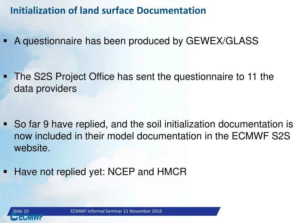 initialization of land surface documentation