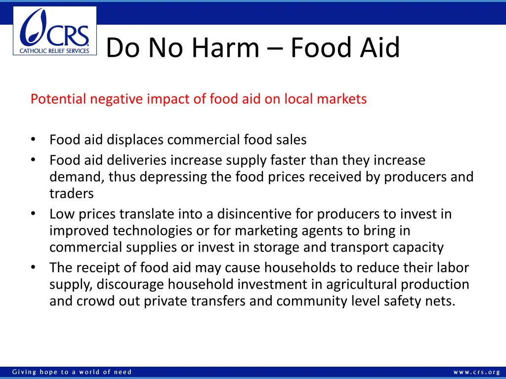 do no harm food aid