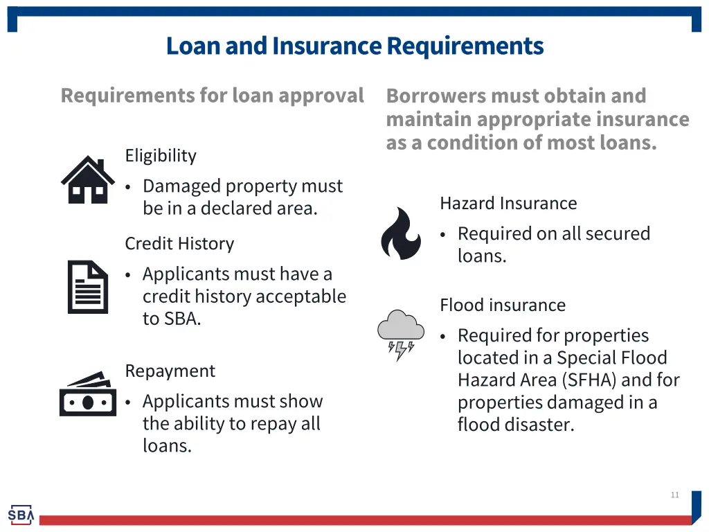 loan and insurance requirements