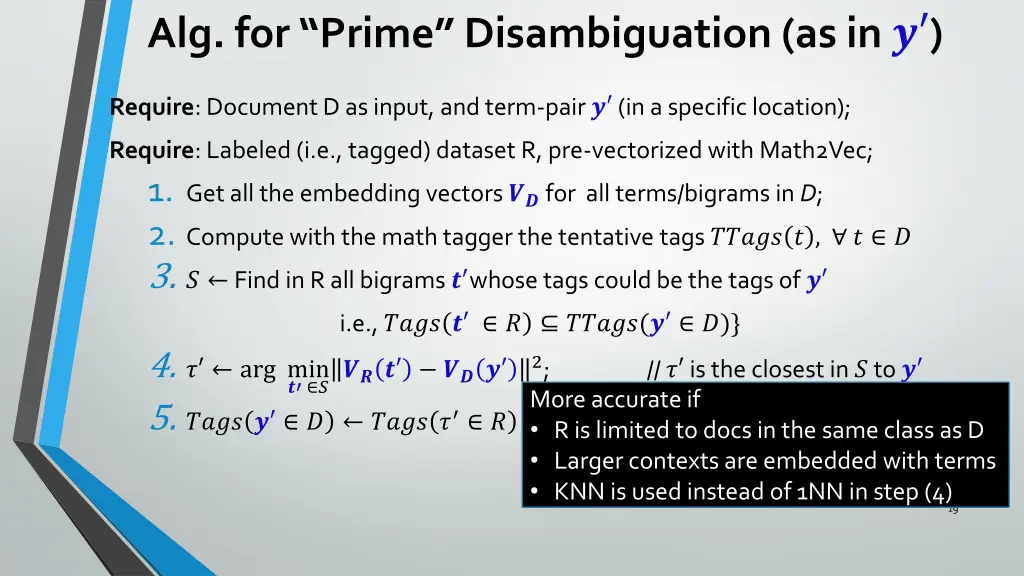 alg for prime disambiguation as in