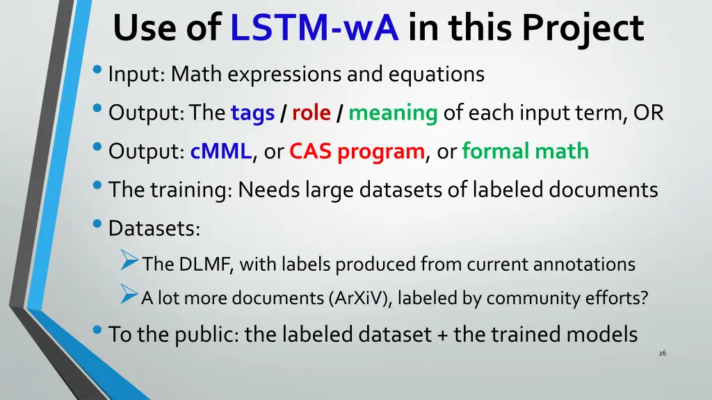 use of lstm wa in this project input math