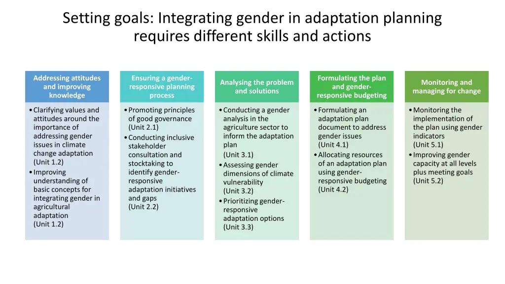 setting goals integrating gender in adaptation