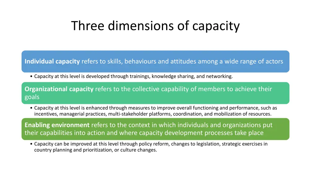 three dimensions of capacity