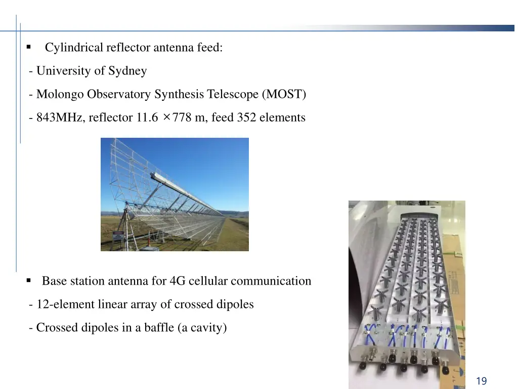 cylindrical reflector antenna feed