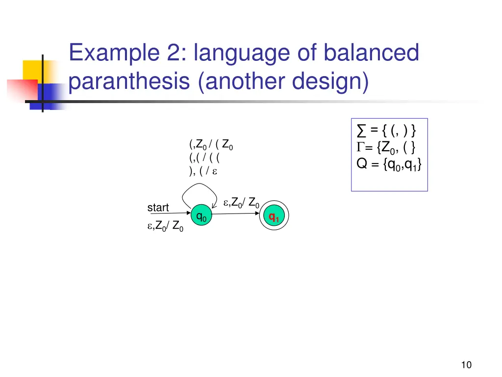 example 2 language of balanced paranthesis 1