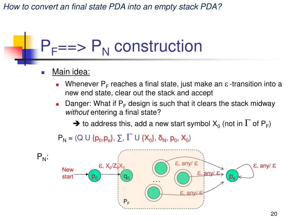 how to convert an final state pda into an empty