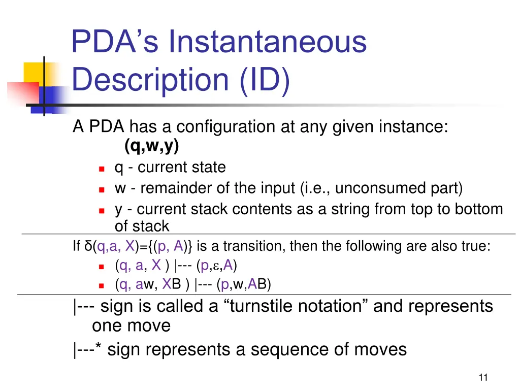 pda s instantaneous description id