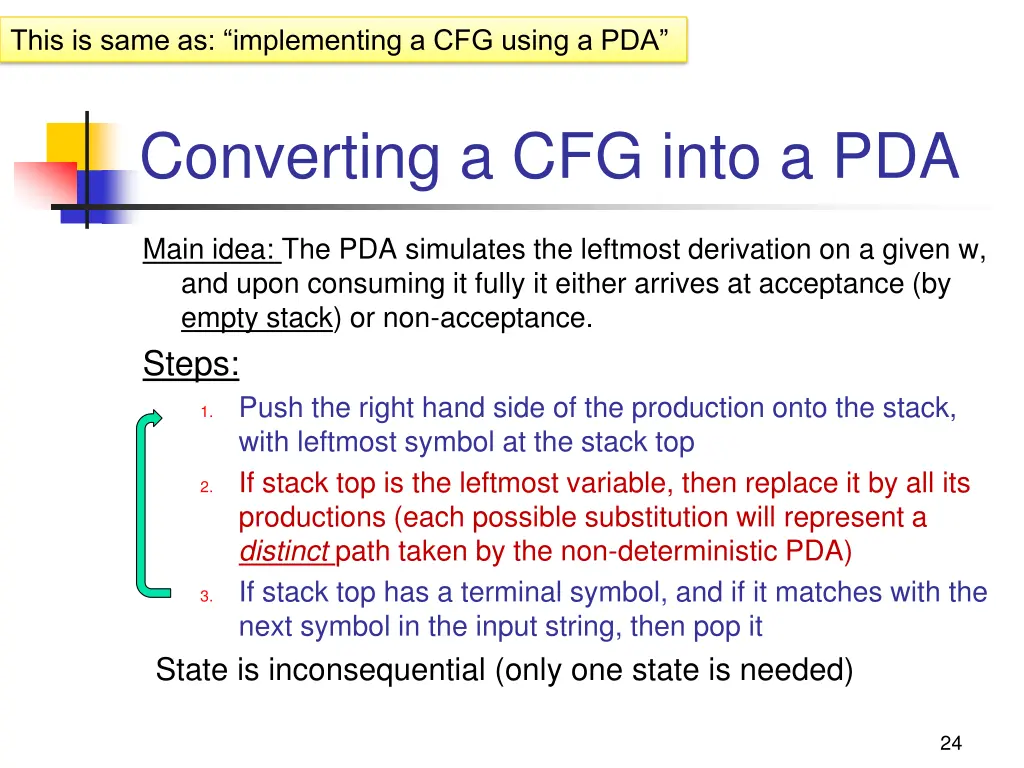 this is same as implementing a cfg using a pda 1