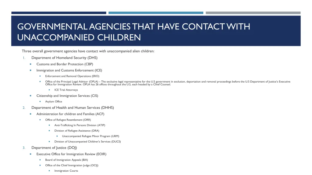 governmental agencies that have contact with