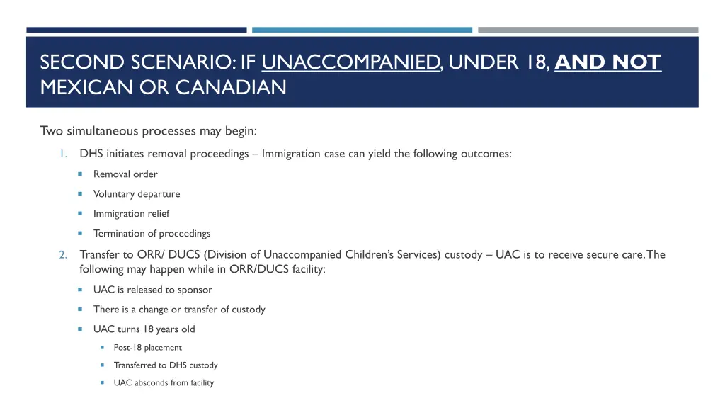 second scenario if unaccompanied under