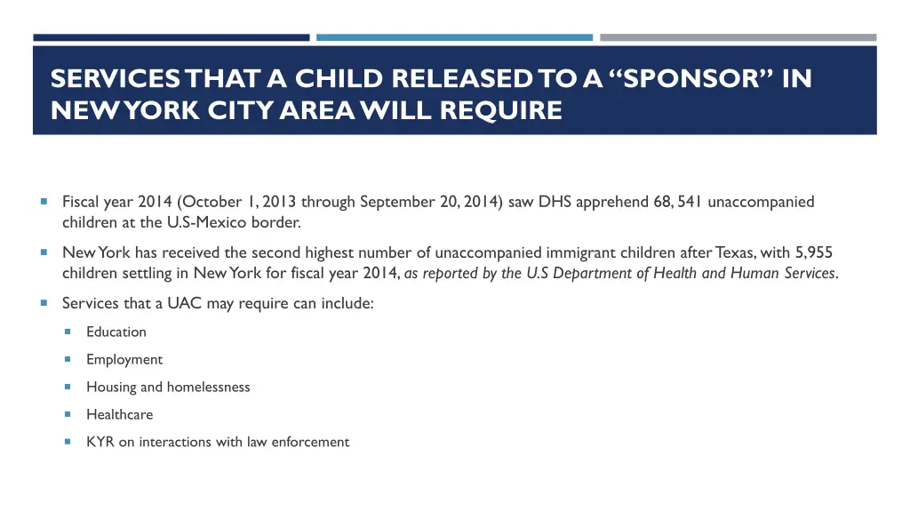 services that a child released to a sponsor