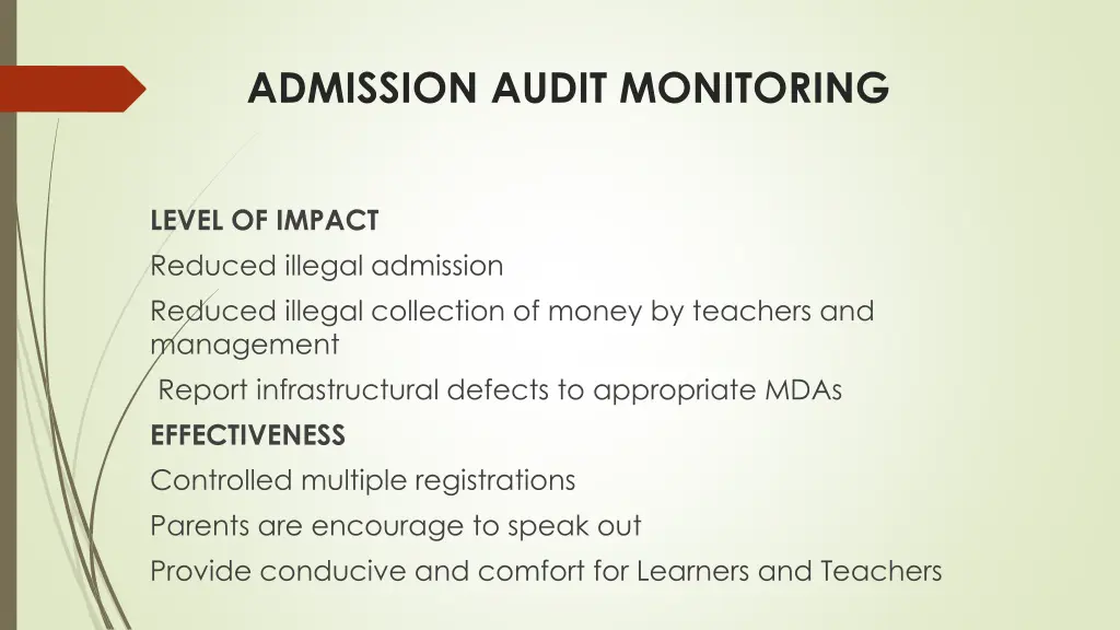 admission audit monitoring