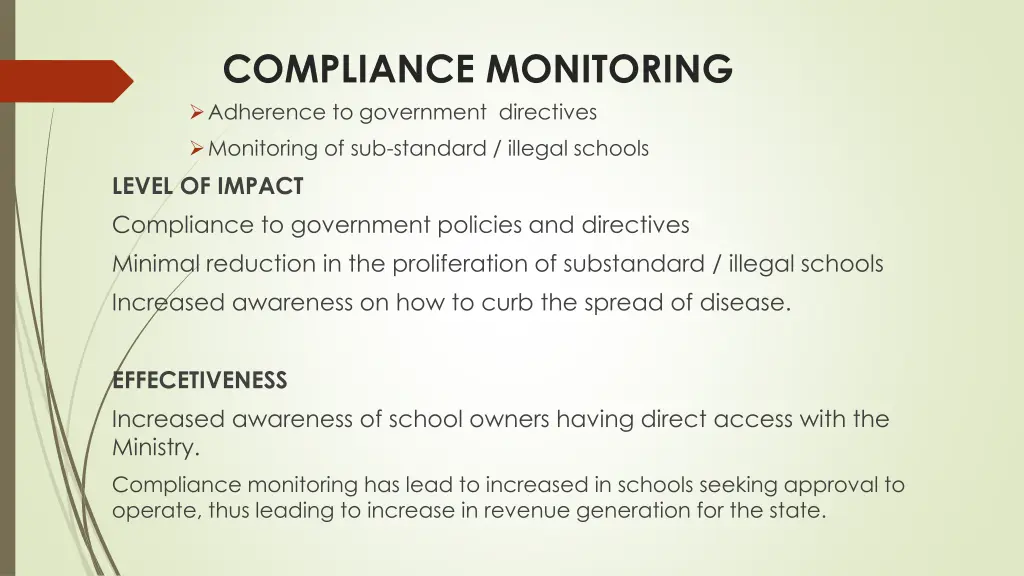 compliance monitoring adherence to government