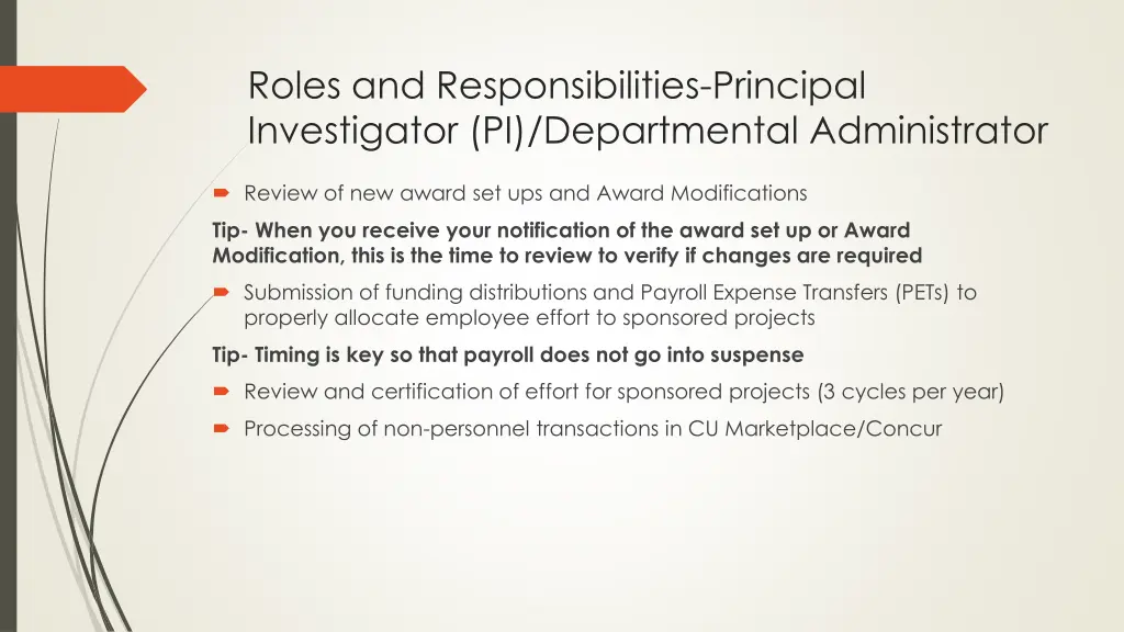 roles and responsibilities principal investigator