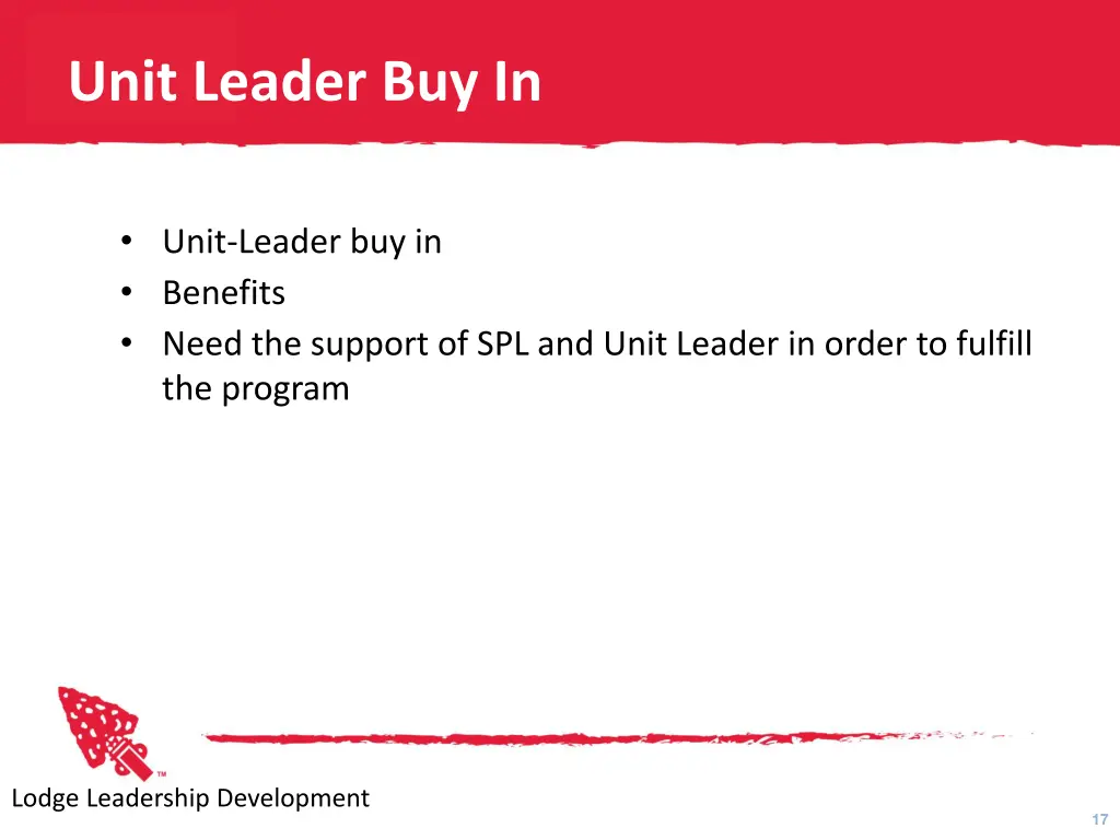 unit leader buy in