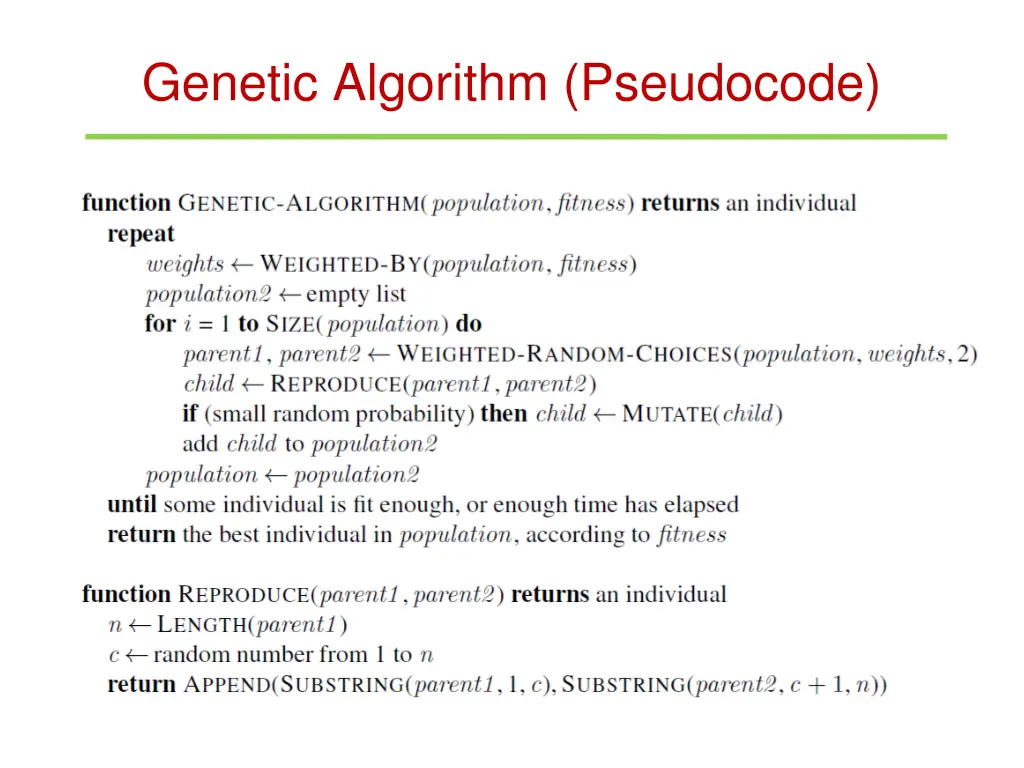 genetic algorithm pseudocode