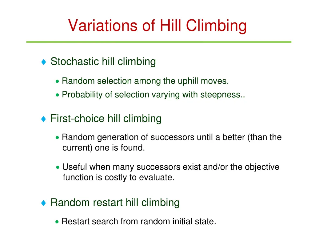 variations of hill climbing