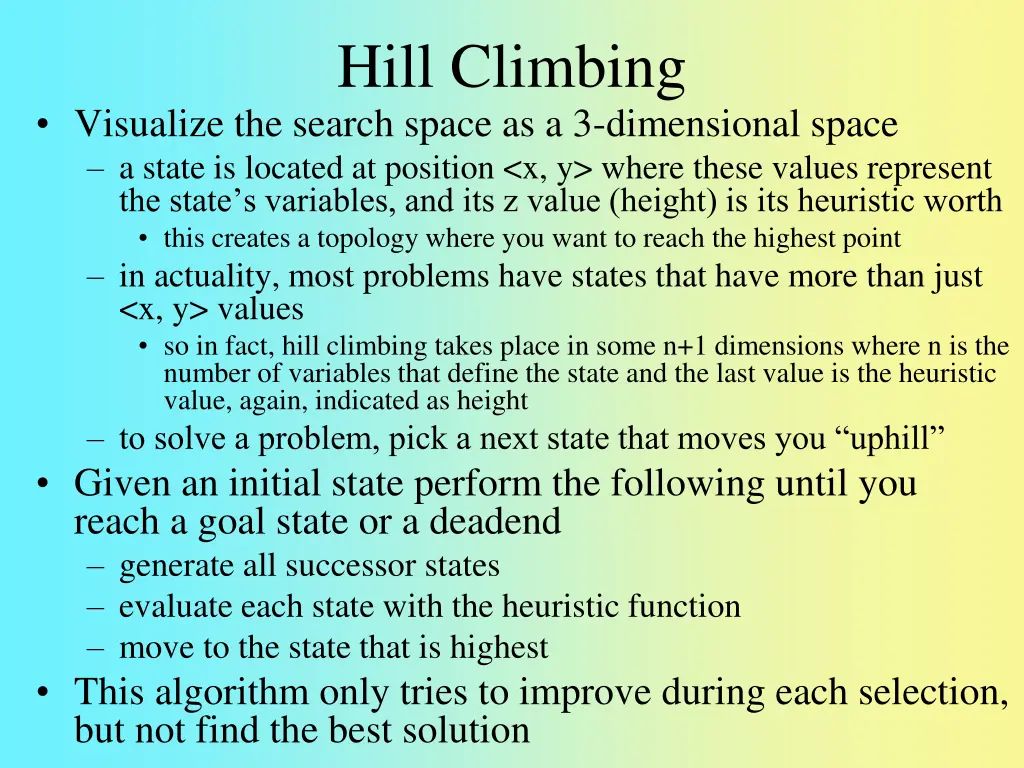 hill climbing