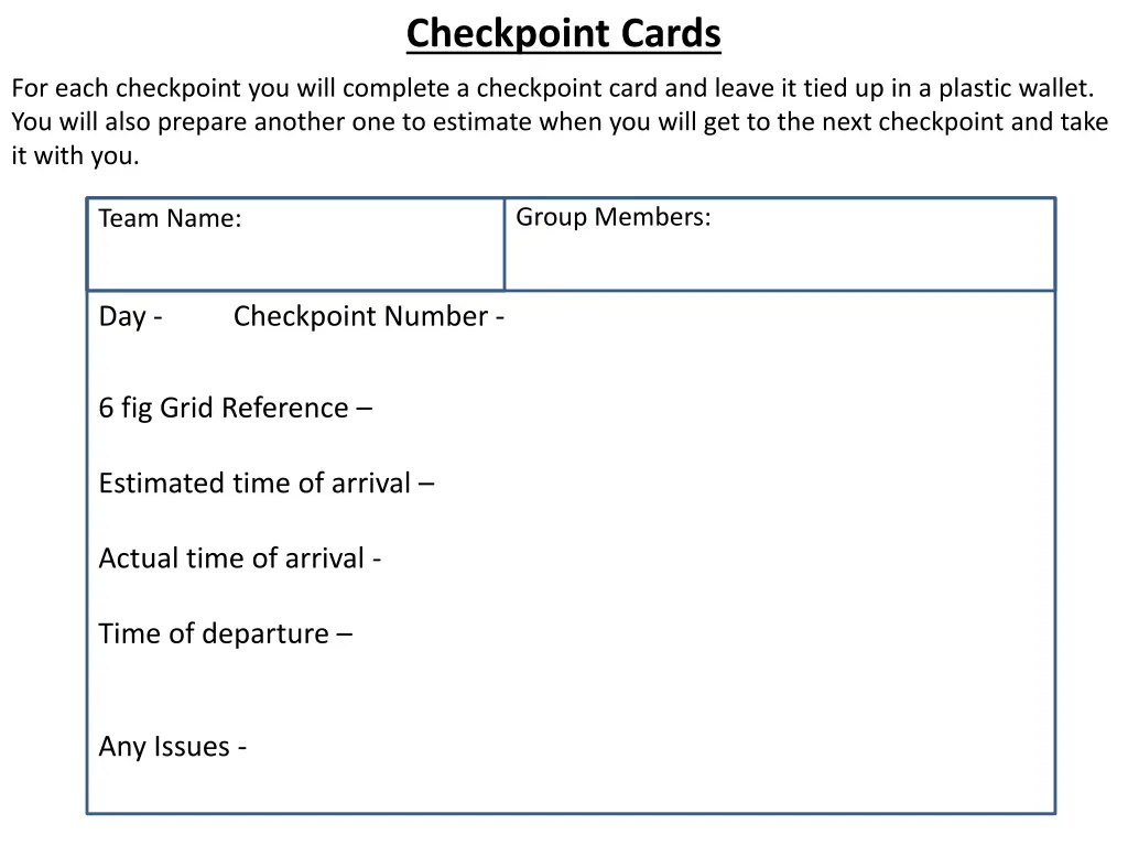 checkpoint cards