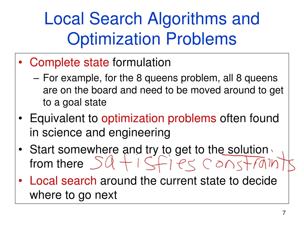 local search algorithms and optimization problems