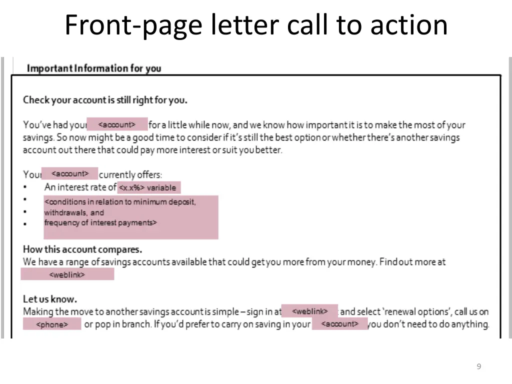 front page letter call to action