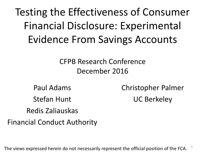 testing the effectiveness of consumer financial