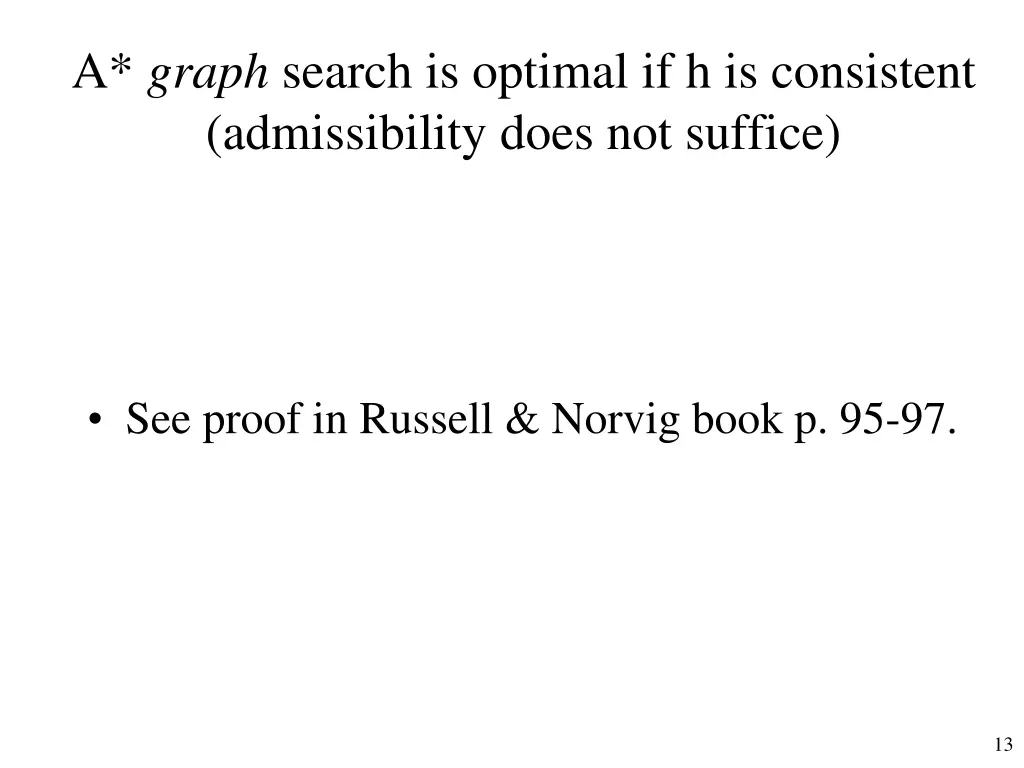 a graph search is optimal if h is consistent