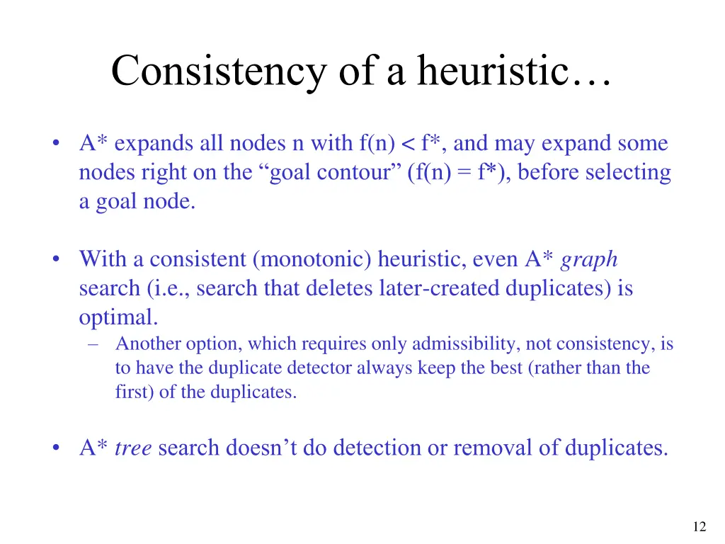 consistency of a heuristic