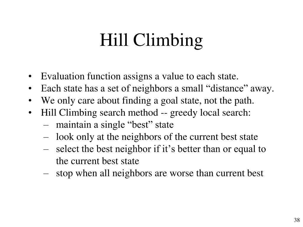 hill climbing