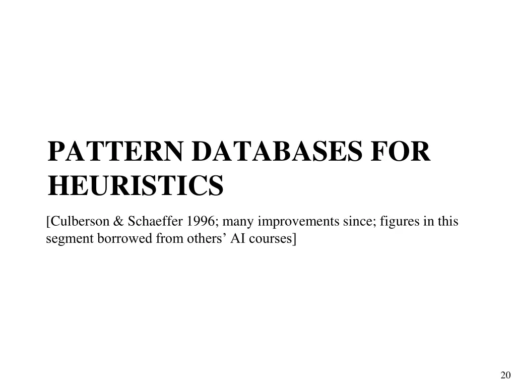 pattern databases for heuristics