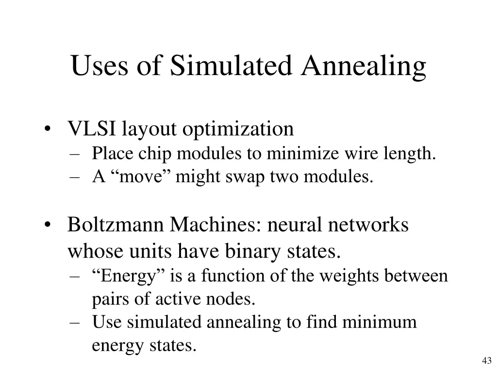 uses of simulated annealing