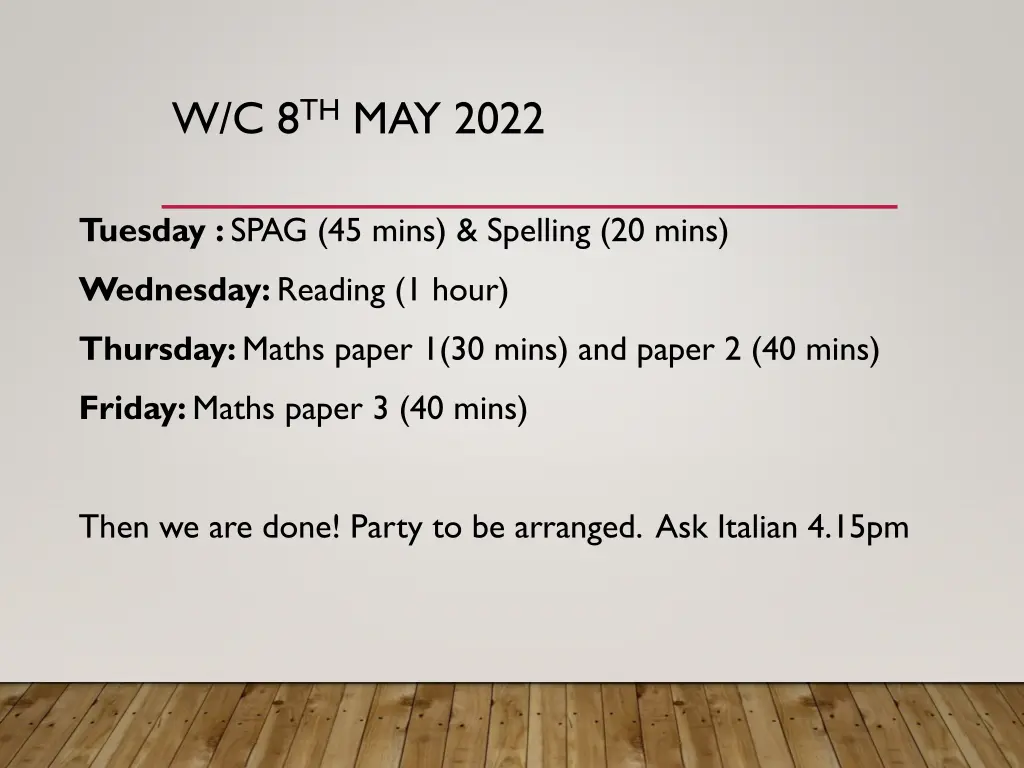 w c 8 th may 2022