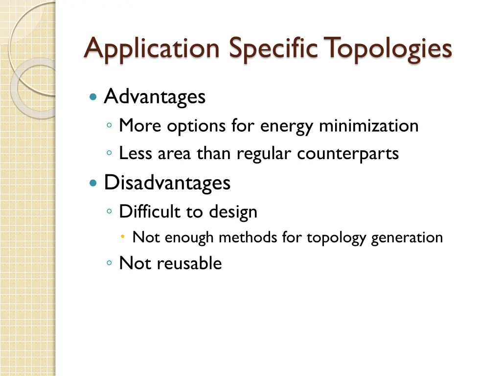 application specific topologies