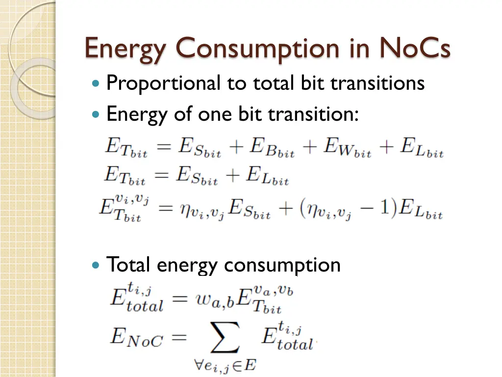 energy consumption in nocs proportional to total