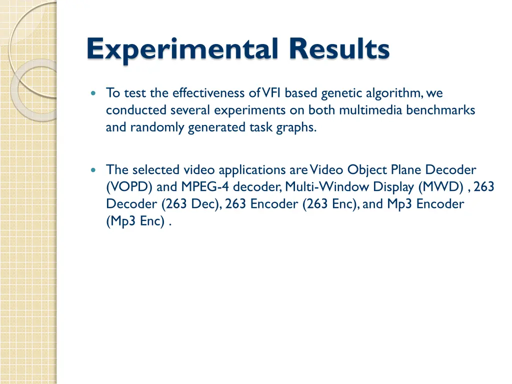 experimental results