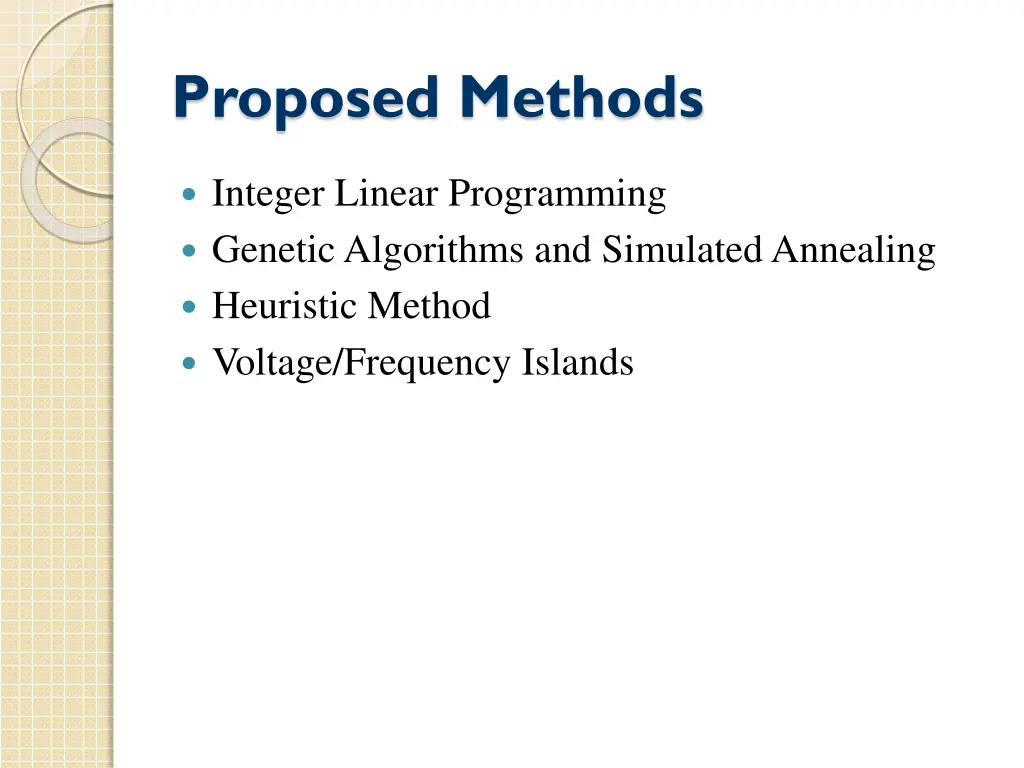 proposed methods