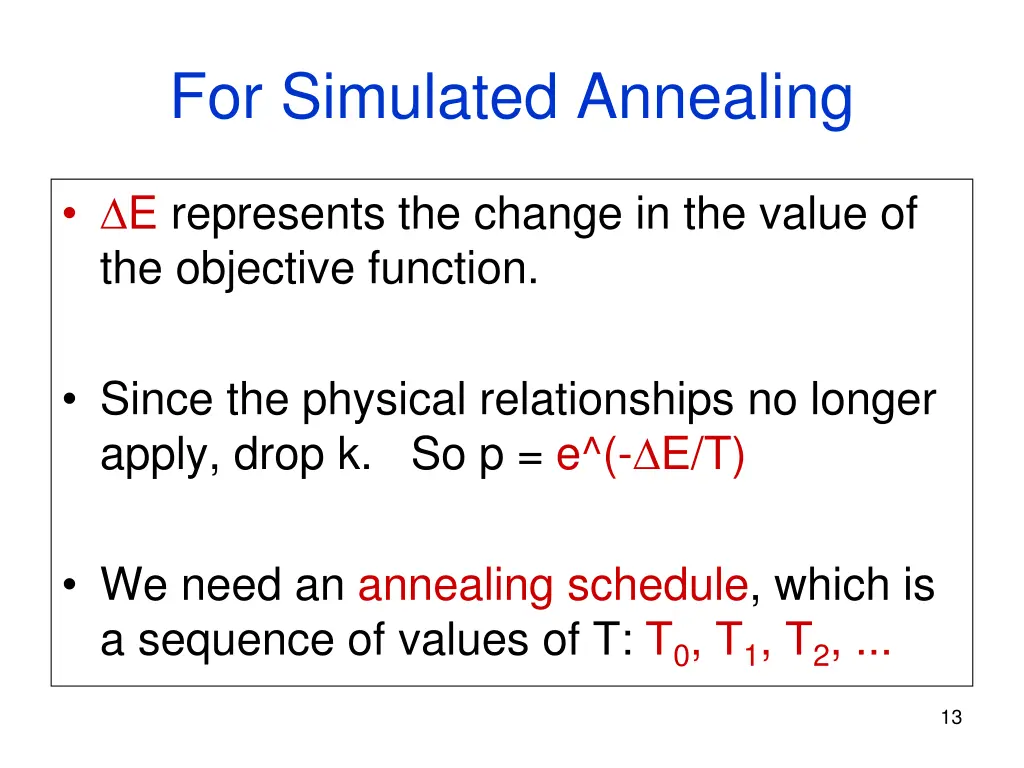 for simulated annealing