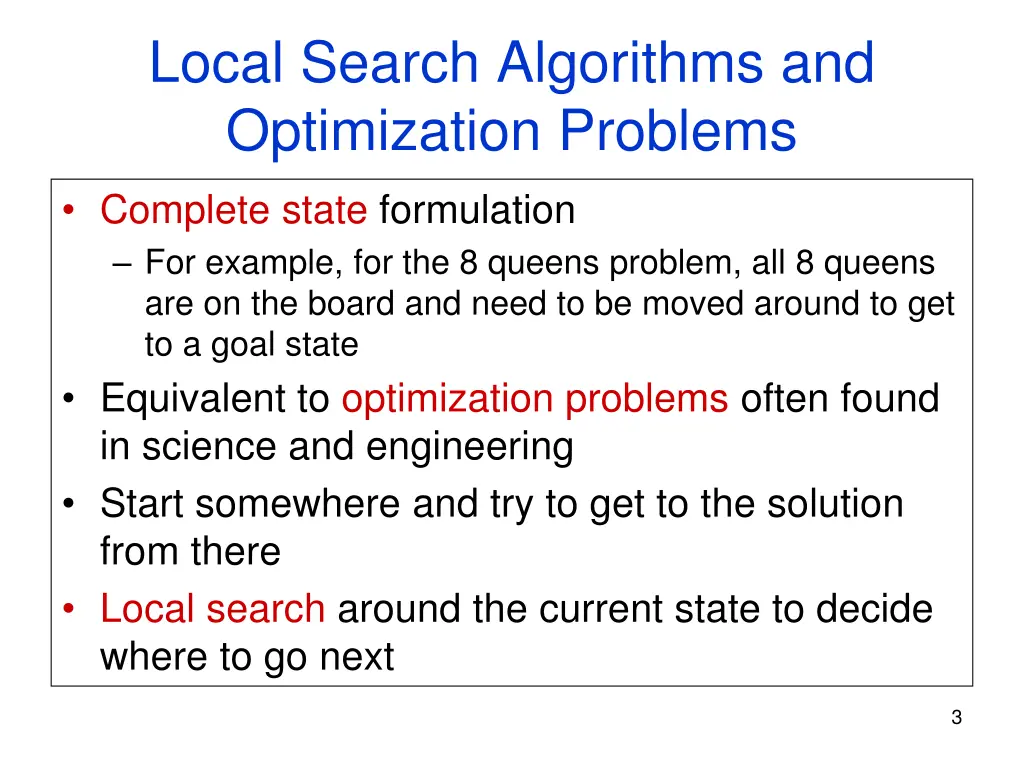 local search algorithms and optimization problems