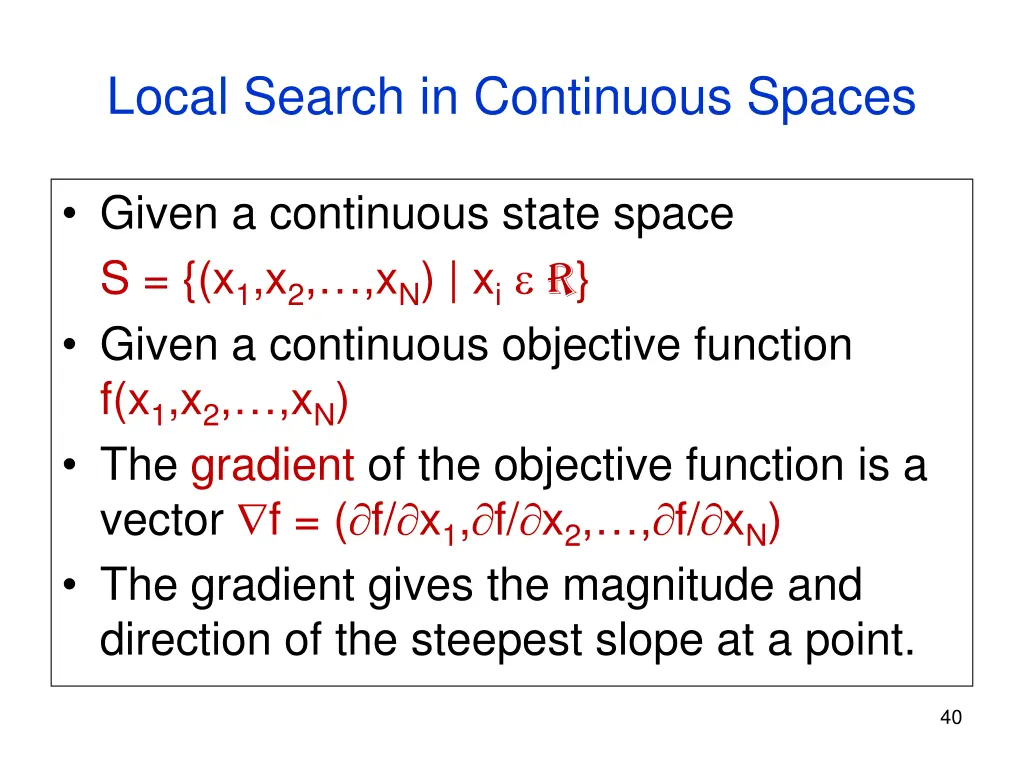 local search in continuous spaces