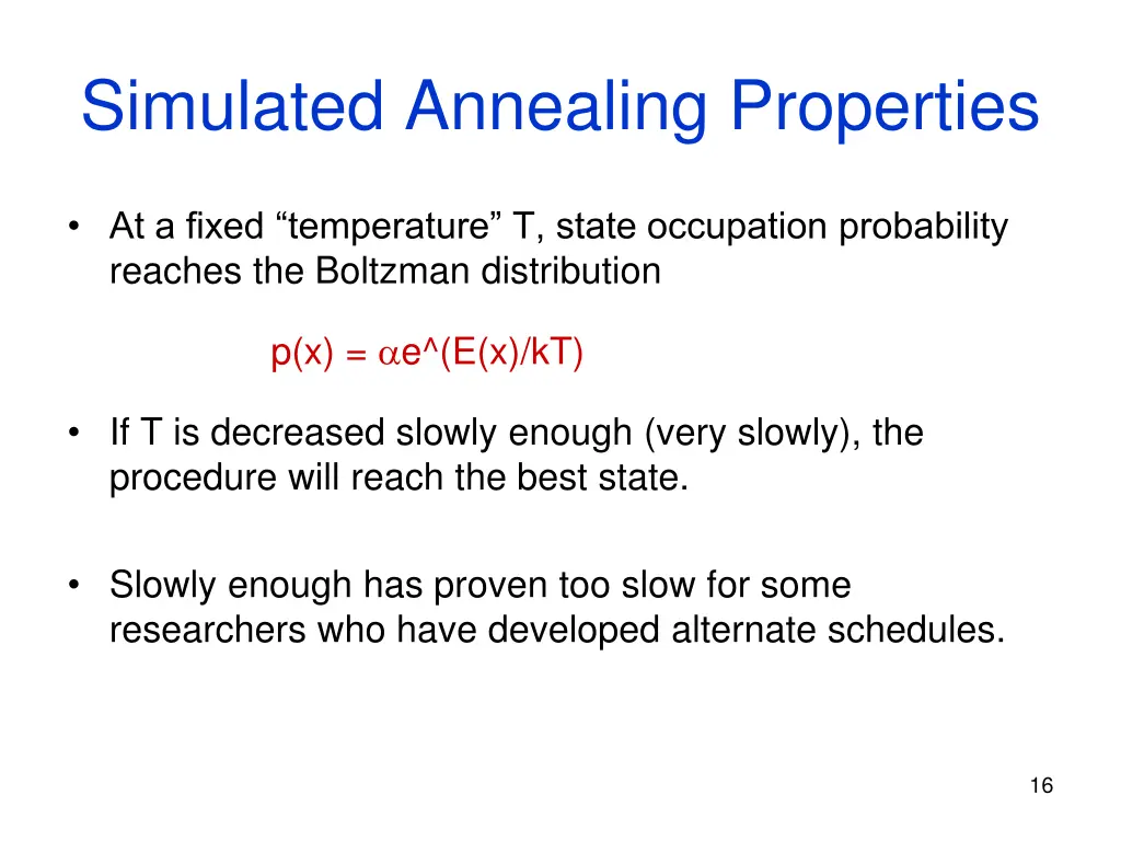 simulated annealing properties