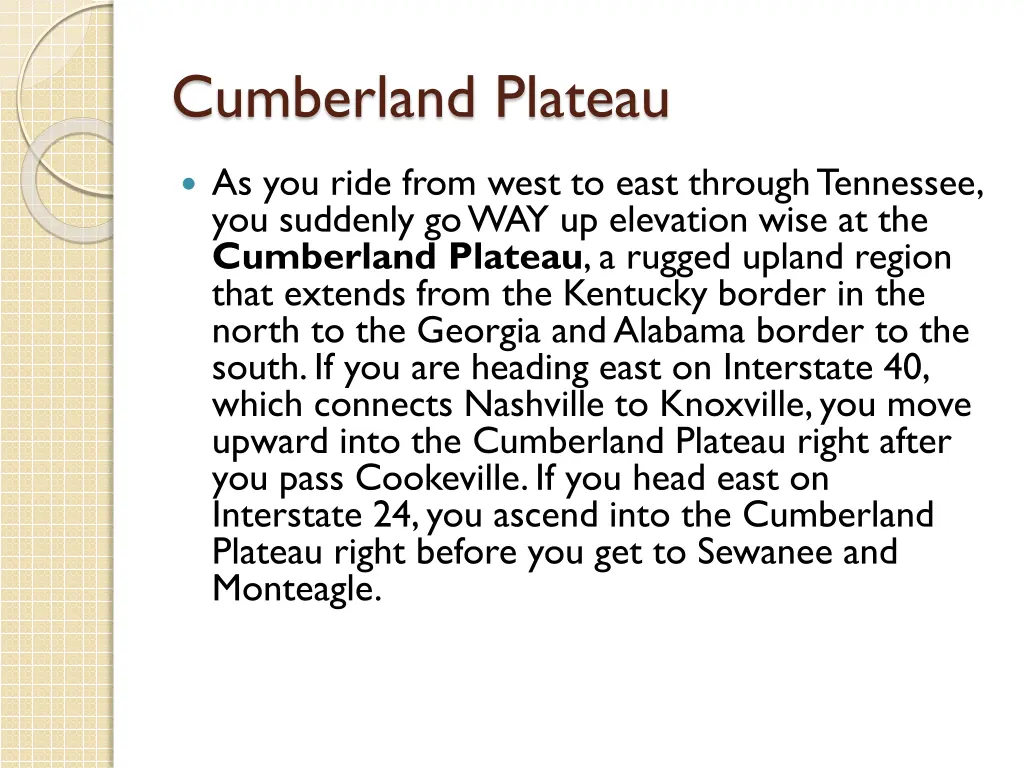 cumberland plateau