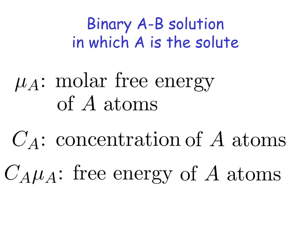 binary a b solution in which a is the solute